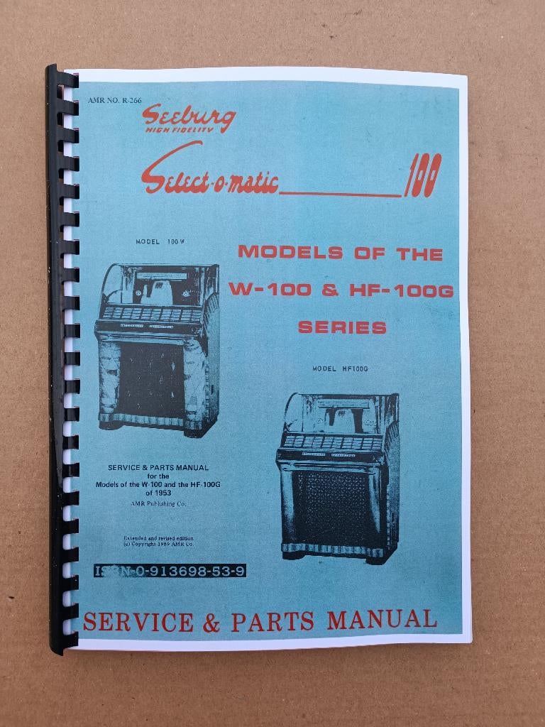 Service Manual: Seeburg W100/ HF100W (1953) jukebox nieuw, Envoi, Seeburg
