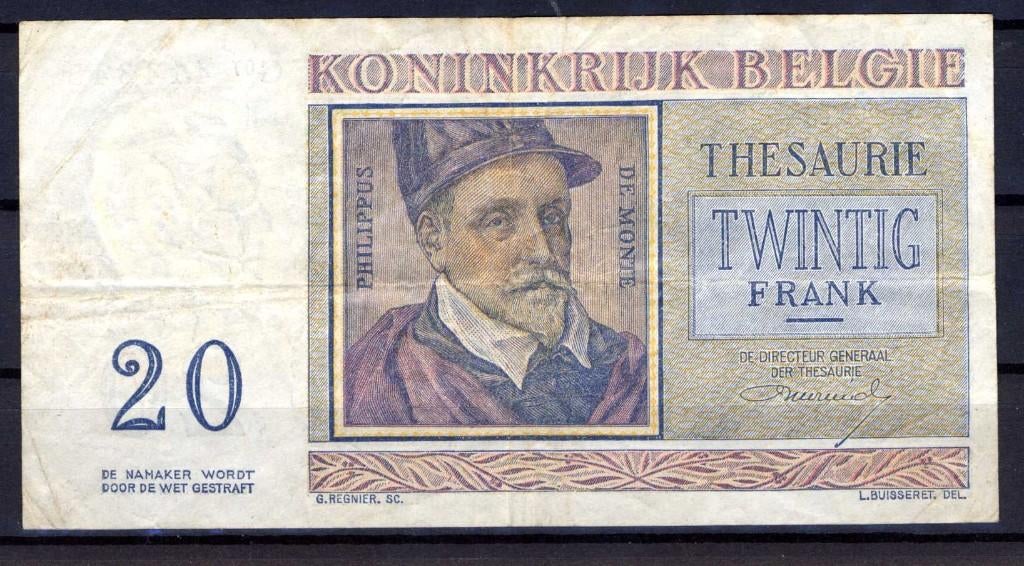 1 bankbiljet belgie 1956, Ophalen of Verzenden