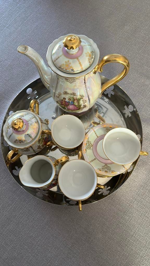 6 delig koffie servies, Antiek en Kunst, Ophalen