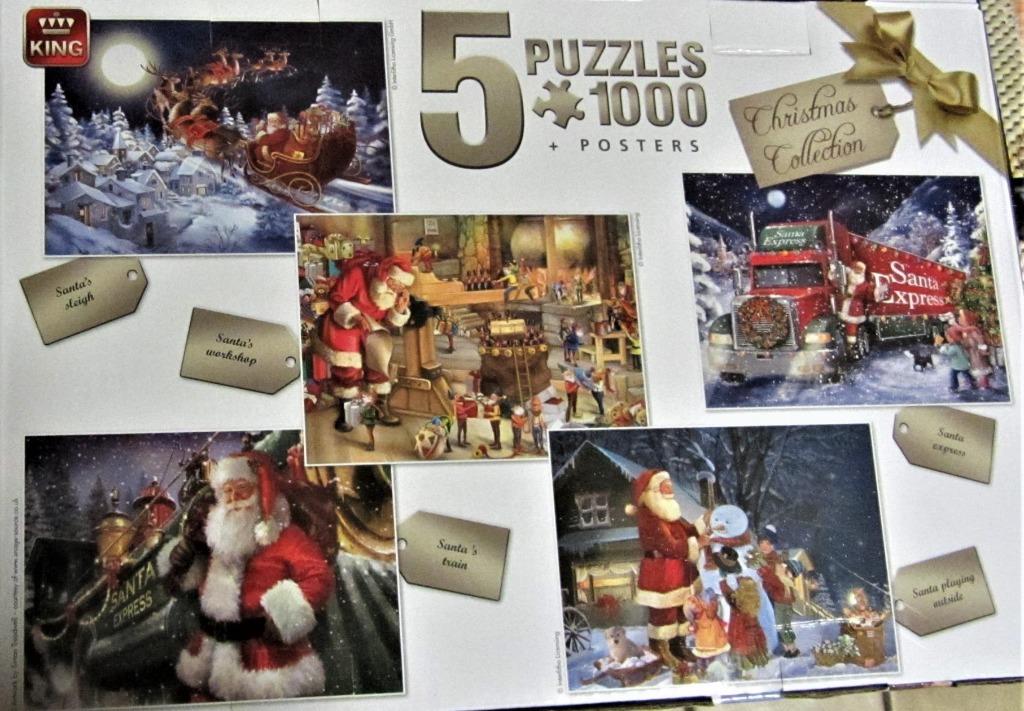PRACHTIGE PUZZELS- KERSTMAN- 5 X 1000 STUKJES IN 1 DOOS, Enlèvement ou Envoi, 500 à 1500 pièces, Neuf, Puzzle