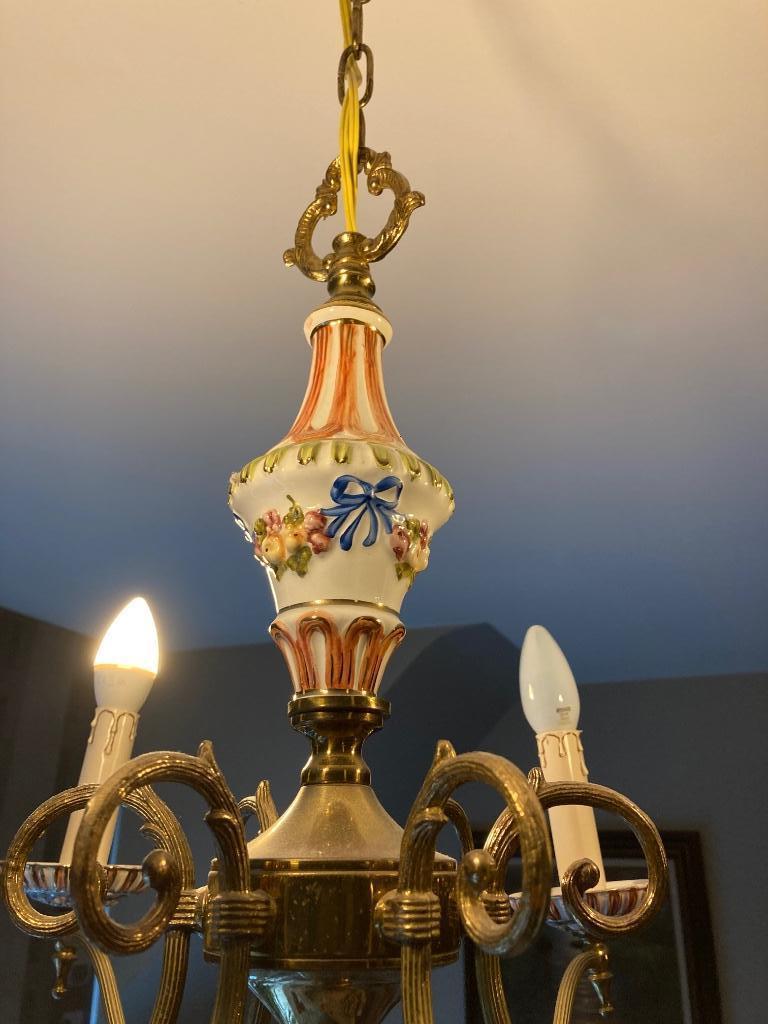 Lustre en porcelaine et cuivre., Enlèvement, Utilisé