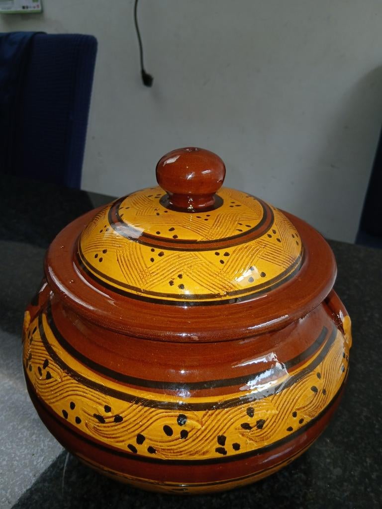 Pot à soupe en poterie décoré à la main !, Enlèvement ou Envoi