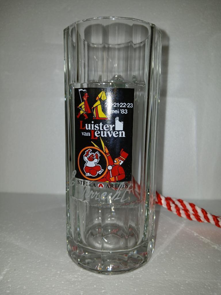 Ancienne chope STELLA ARTOIS  LUISTER VAN LEUVEN 20-21-22-23, Collections, Marques de bière, Comme neuf, Chope(s), Stella Artois