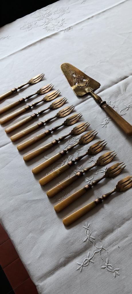 12 dessert vorkjes en taart schep, Ophalen of Verzenden