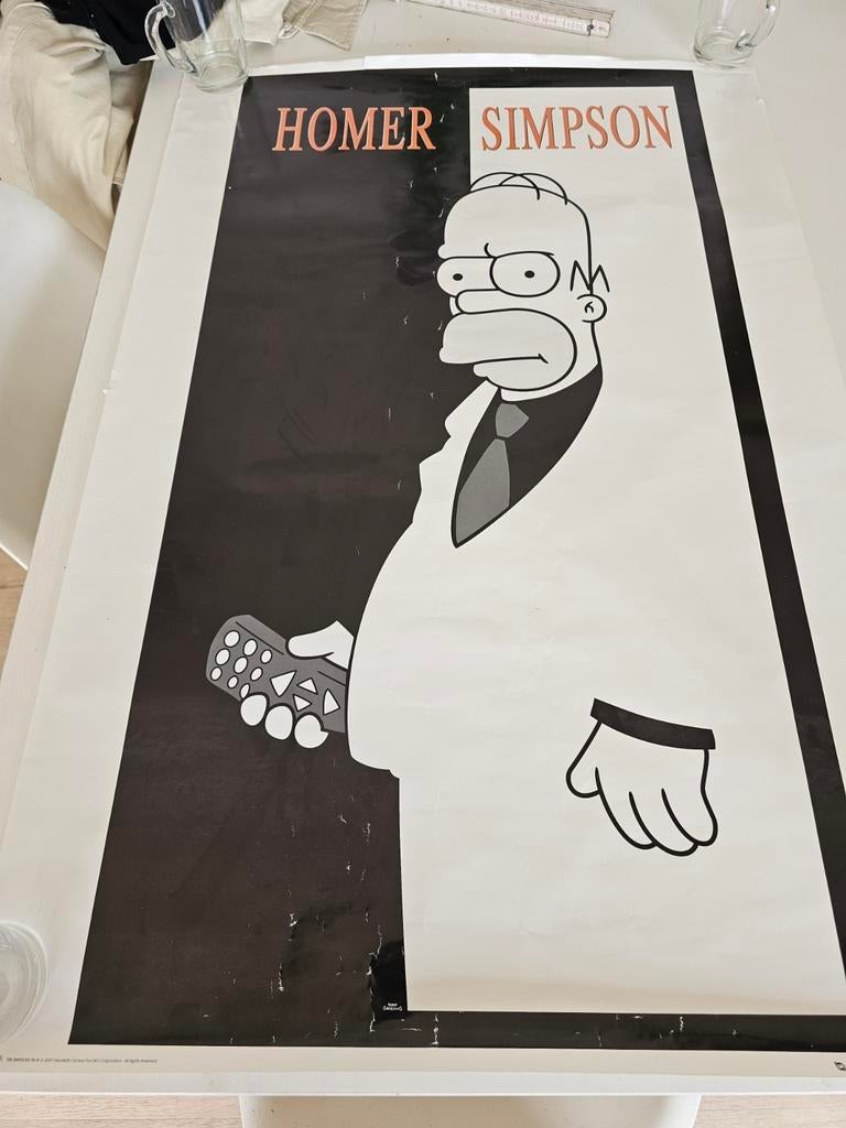Vintage jaren 2007 Homer Simpson Scarface Poster, Enlèvement ou Envoi, Comme neuf
