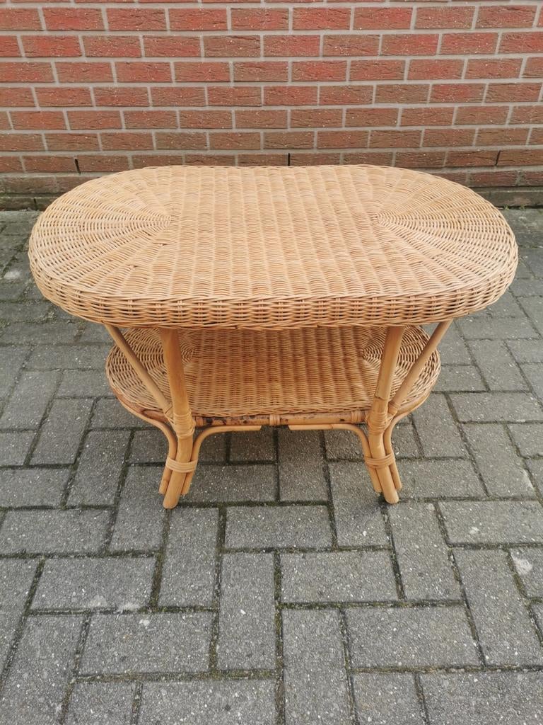 Vintage rotan verandatafel / tuintafels / salontafel, Antiek en Kunst, Ophalen of Verzenden