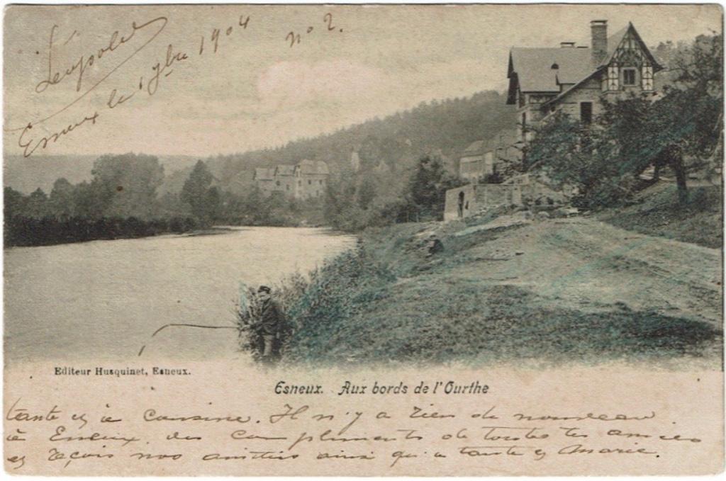Oude postkaart Esneux Aux bords de l'Ourthe 1904, Verzenden, Voor 1920, Gelopen, Luik