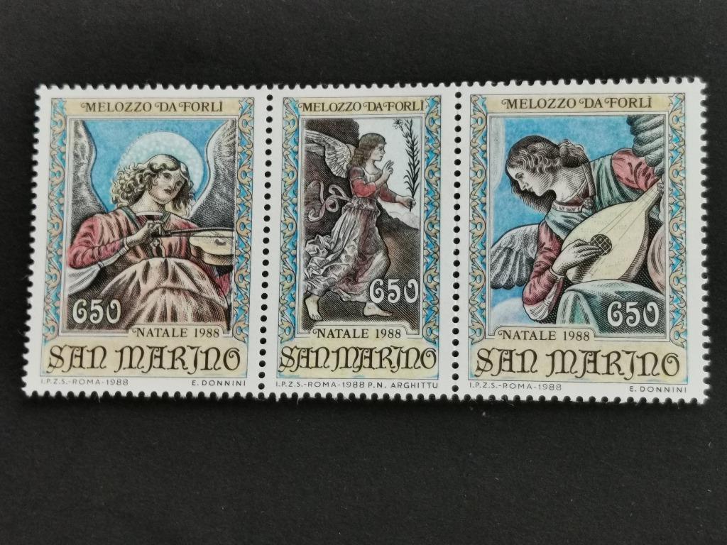 San Marino 1988 - Kerstmis, engelen triptiek samenhangend **, Ophalen of Verzenden, Postfris