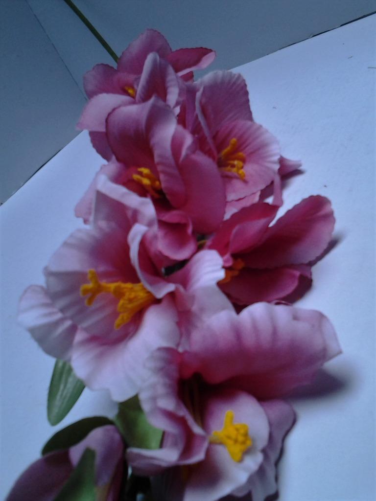 Zijden bloemen op tak van 80 cm - 12 roze gladiolen, Ophalen, Nieuw, Overige typen