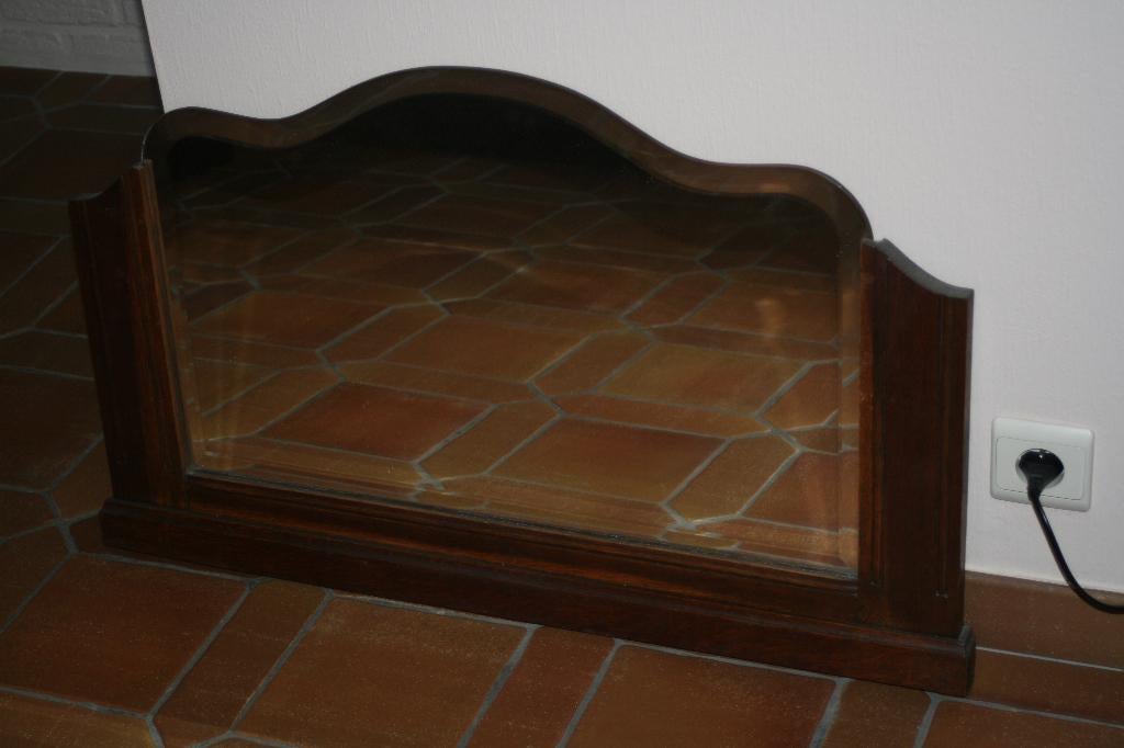 Miroir biseauté avec cadre en bois, Antiek en Kunst, Ophalen