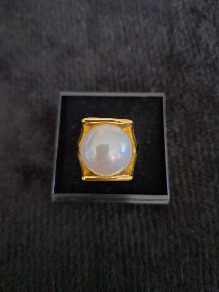 Nieuwe ring in edelstaal maat 56, Bijoux, Sacs & Beauté, Bagues, Neuf, Enlèvement ou Envoi, Femme, Avec perle
