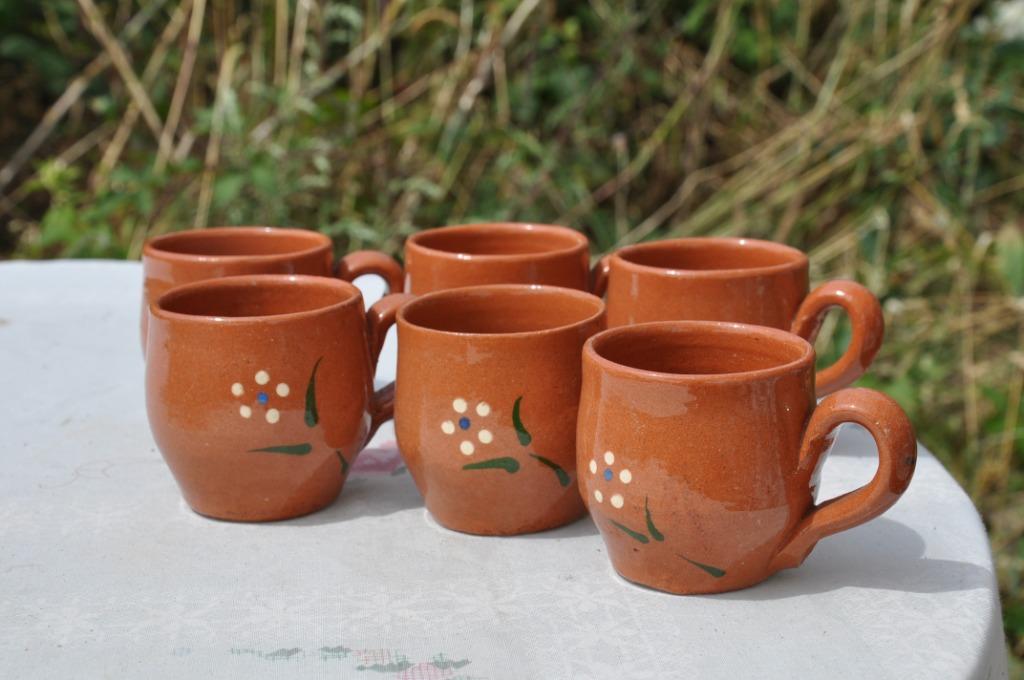 6 tasses  café terre cuite émaillées, Ophalen of Verzenden, Zo goed als nieuw, Aardewerk, Kop(pen) en/of Schotel(s)