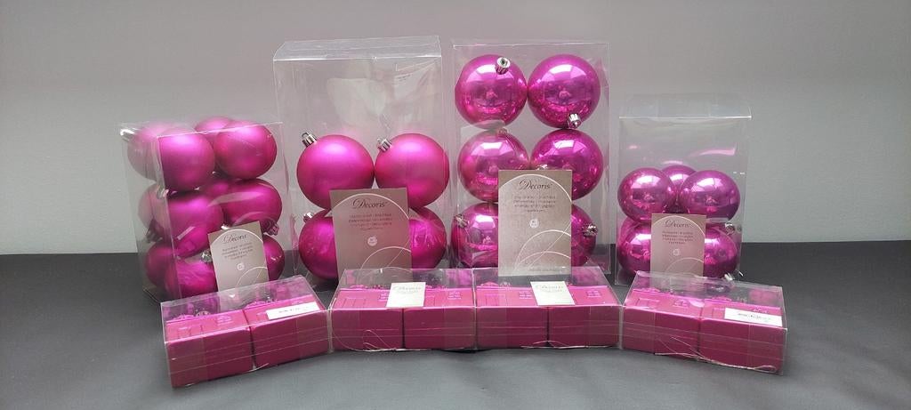 Lot van 37 stuks fuchsia kerstversiering merk decoris, Diversen, Ophalen of Verzenden, Zo goed als nieuw