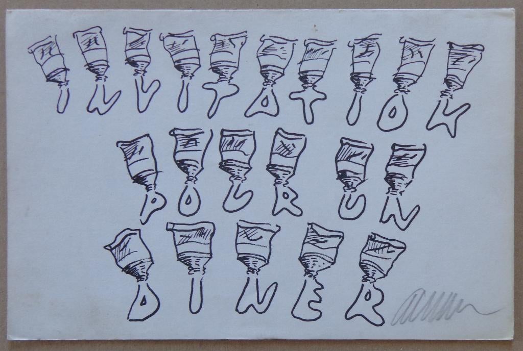 ARMAN FERNANDEZ / UITNODIGINGSKAART / ZW-W LITHO / 14x21cm, Ophalen of Verzenden