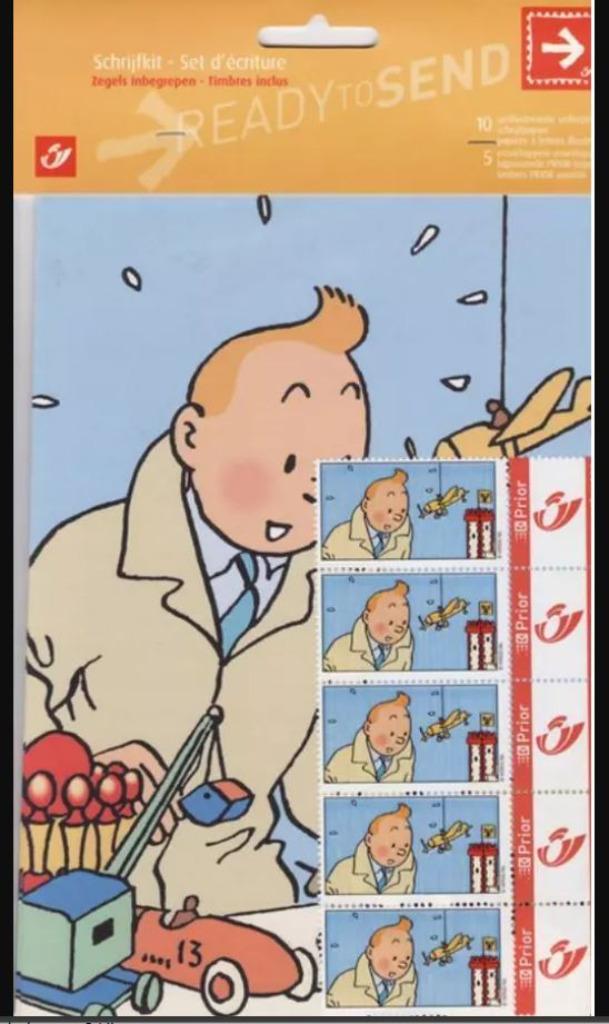 Kuifje / Tintin Duostamp - Schrijfkit: Kuifje "Speelgoed", Met envelop, Frankeerzegel, Ophalen of Verzenden, Postfris
