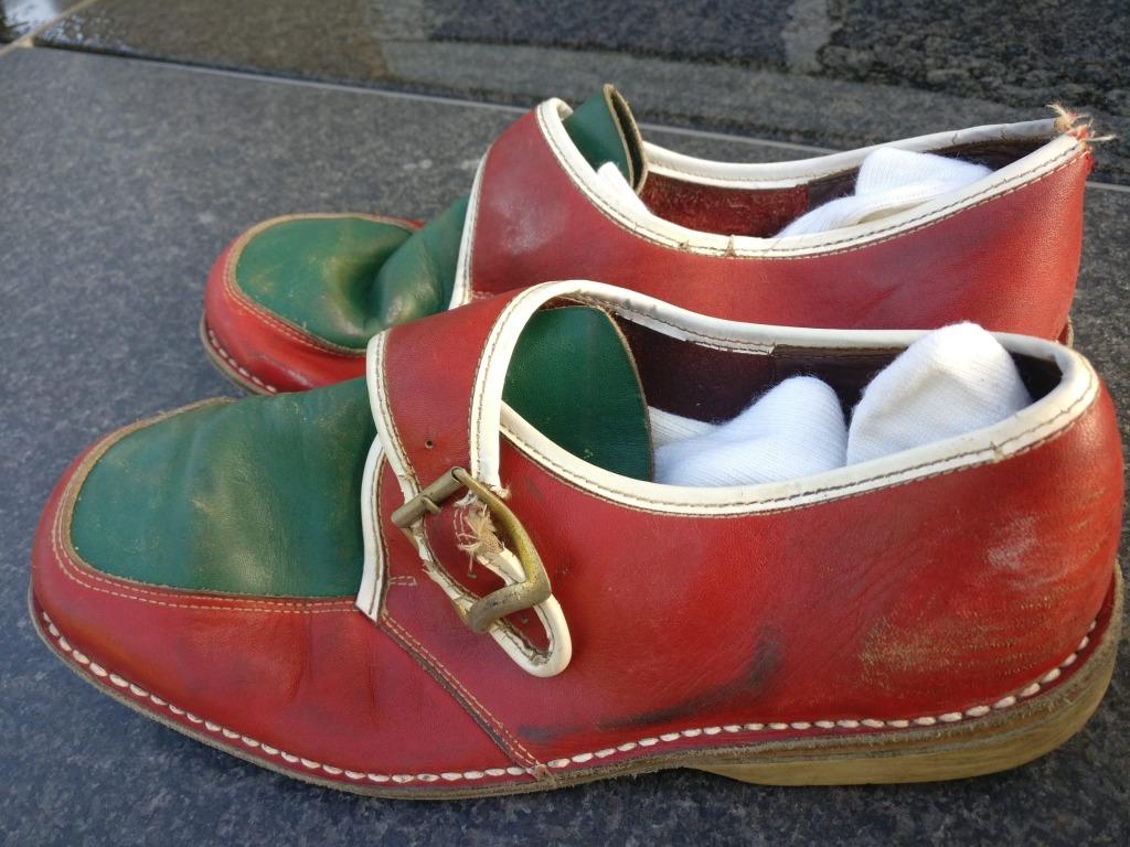 Vintage lederen dames bowlingschoenen met gesp, Ophalen, Gebruikt