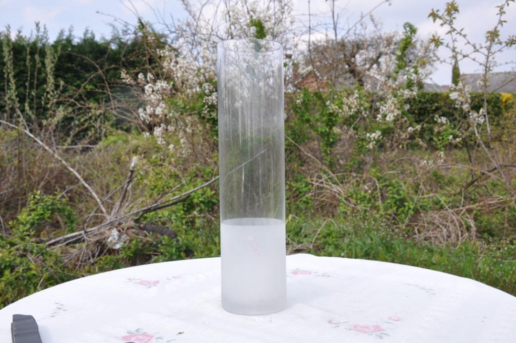 grand vase tube bas sablé, Enlèvement ou Envoi, Utilisé, Verre