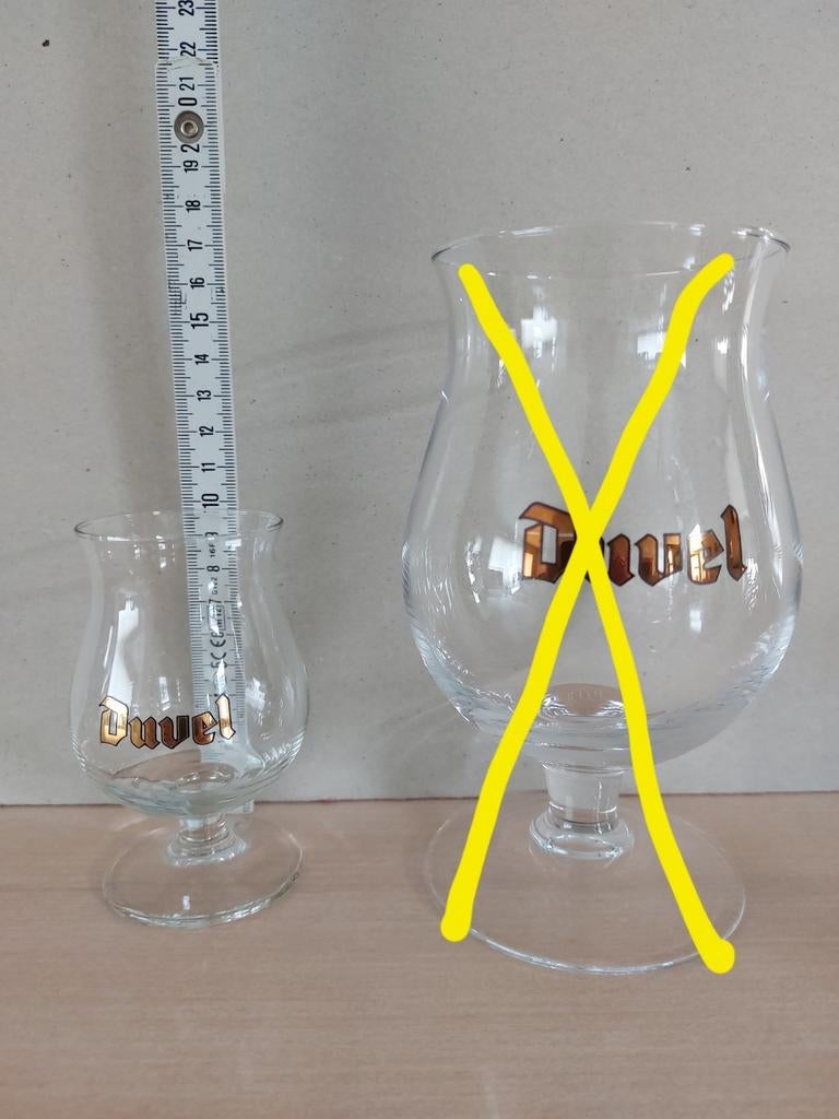 Duvel mini , mini glas 9,5 cm., Ophalen of Verzenden, Zo goed als nieuw, Bierglas