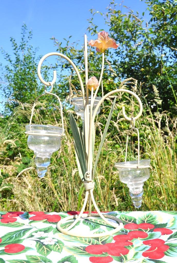 bougeoir de table motif floral 3 bougies, Enlèvement ou Envoi, Utilisé