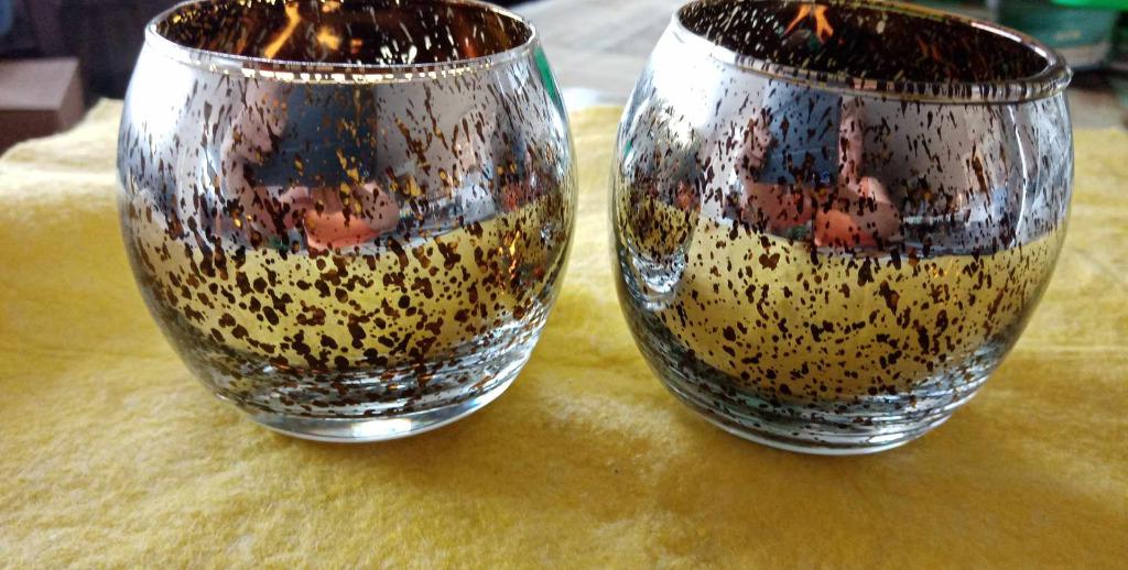theelichtjes in gevlekt spiegelglas  bolvormig, Overige materialen, Nieuw, Ophalen of Verzenden, Kandelaar