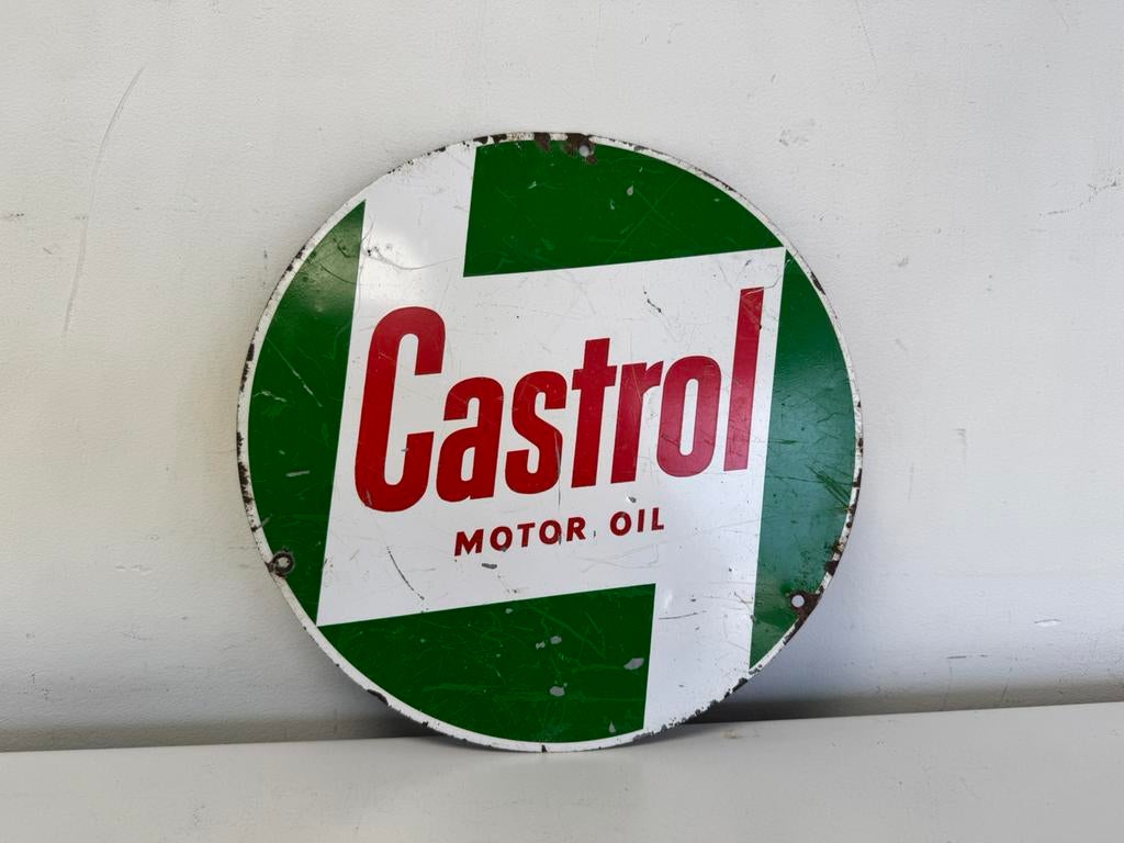 Oud Castrol olie reclamebord, Verzamelen, Ophalen of Verzenden, Gebruikt, Reclamebord