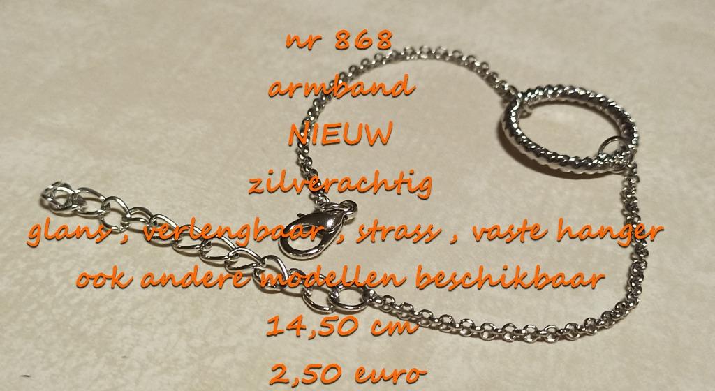 868. Juweel : armband , NIEUW , verzending inbegrepen, Handtassen en Accessoires, Armbanden, Nieuw, Overige materialen, Zilver