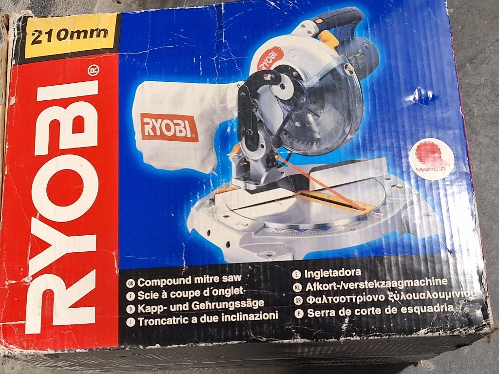 Scie de coupe d'onglets RYOBI 210mm, Bricolage & Construction, Enlèvement, Comme neuf