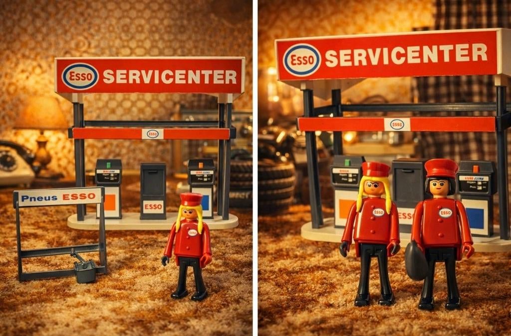 Lot vintage pompe Esso avec figurines, Collections, Enlèvement ou Envoi