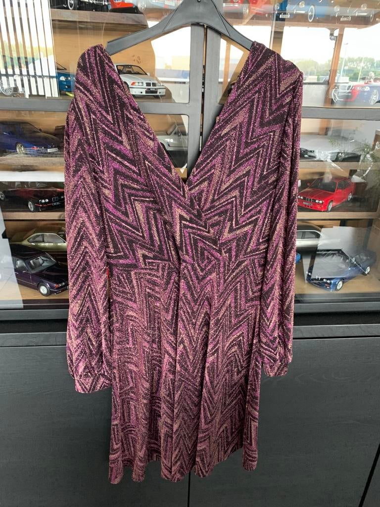 Amelie&Amelie jurk, Kleding | Dames, Jurken, Zo goed als nieuw, Maat 42/44 (L), Paars, Knielengte, Ophalen of Verzenden