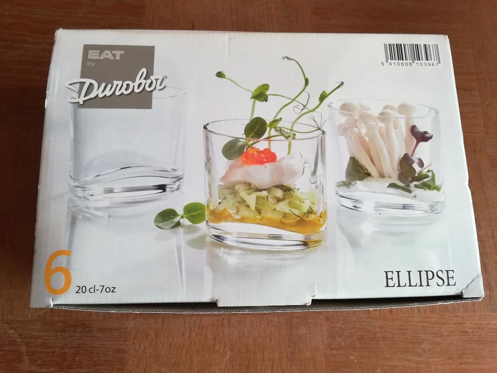 Durobor 6 grote ovale amuse glaasjes 20 cl, Huis en Inrichting, Glas of Glazen, Nieuw, Ophalen of Verzenden, Glas