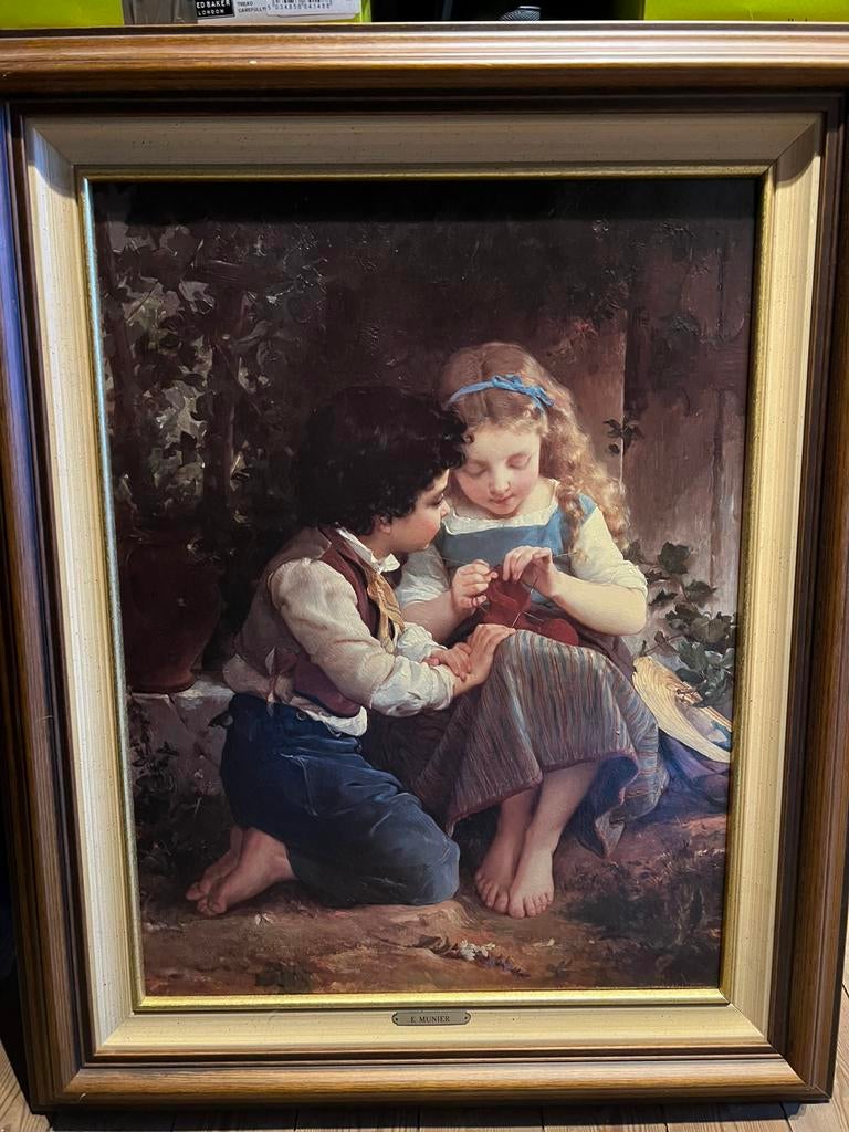 Schilderij “ Een speciaal Moment “ Emile Munier 77x62, Ophalen