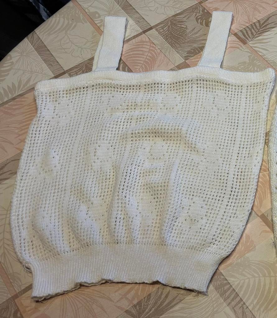 Retro katoenen topje., Kleding | Dames, Maat 38/40 (M), Wit, Ophalen of Verzenden, Zo goed als nieuw