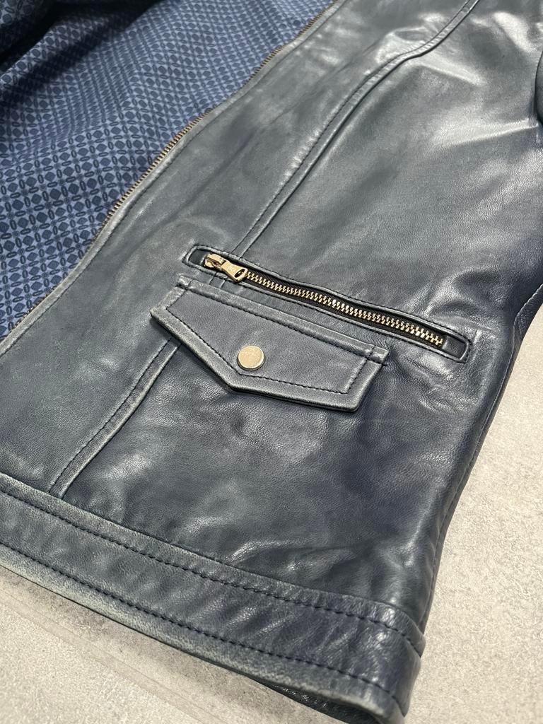 Leren motorjack-stijl vest – Massimo Dutti, Vêtements | Femmes, Vestes | Hiver, Comme neuf, Taille 38/40 (M), Enlèvement ou Envoi