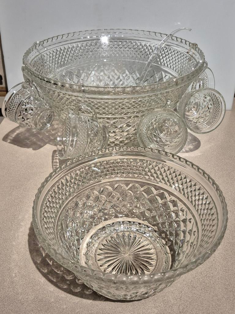 Vintage punch- of sangriaset, Huis en Inrichting, Keuken | Servies, Ophalen, Effen, Glas, Schaal of Schalen