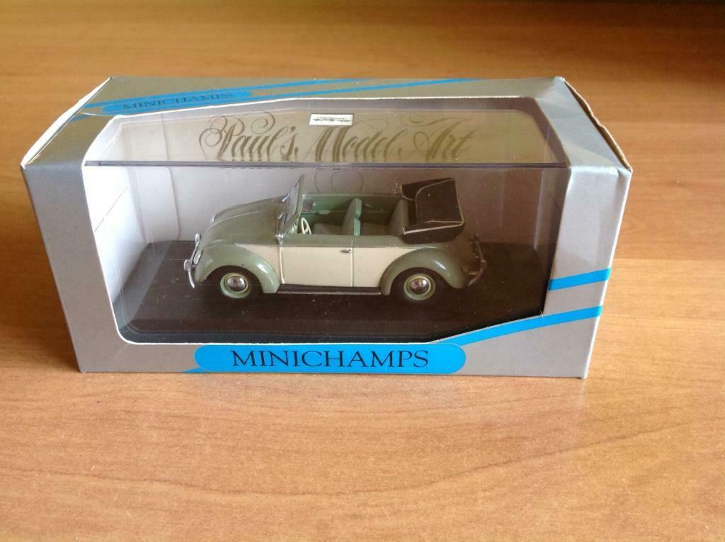 Minichamps 1/43 VW cox 1200 cabriolet 1951 green réf 052030, Enlèvement ou Envoi, Comme neuf, Voiture, MiniChamps