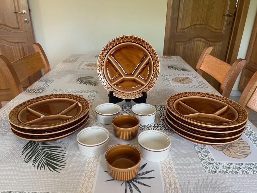 Lot assiettes et pots à fondue Sarreguemines, Enlèvement, Comme neuf, Autres styles