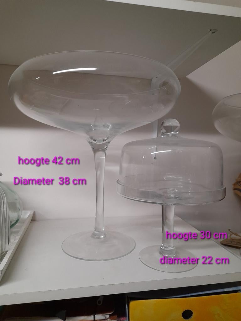 Mega grote vaas/stolp op voet in glas., Verzamelen, Ophalen