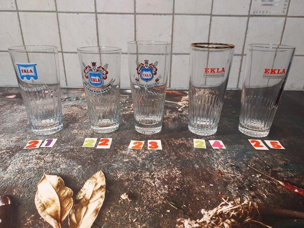 Verres à bière anciens Ekla Vandenheuvel, Enlèvement ou Envoi, Comme neuf, Verre à bière