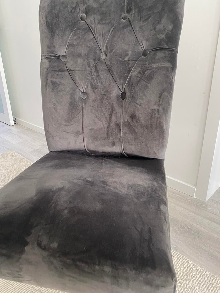 Fluwelen zit stoelen 6, Huis en Inrichting, Ophalen, Overige materialen, Gebruikt, Grijs