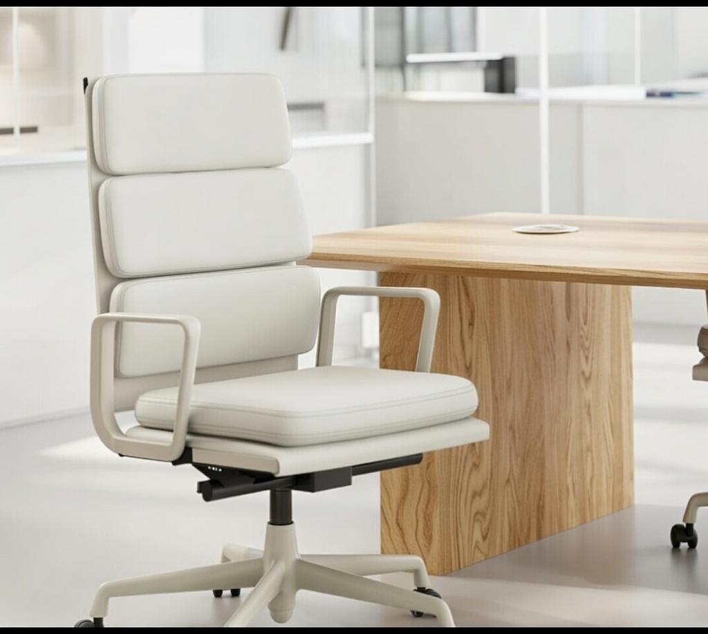Vitra eames ea 219 snow leder bureaustoel, Ophalen, Zo goed als nieuw, Bureaustoel
