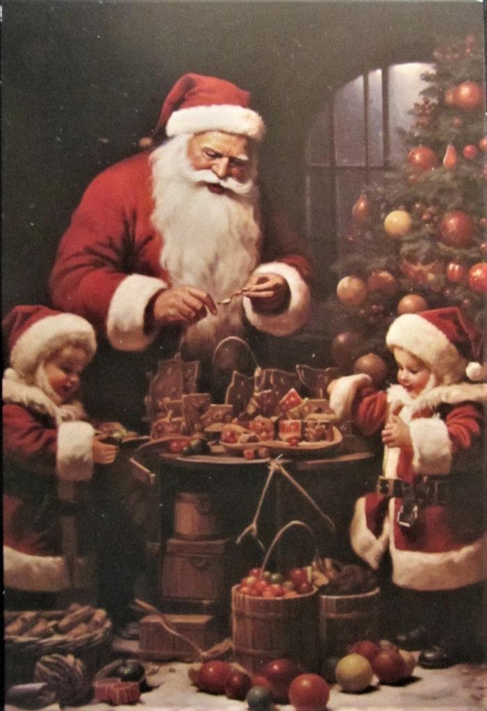 FANTASIEKAART- KERSTMAN MET KINDEREN, Verzamelen, Ophalen of Verzenden, Ongelopen, Kinderen