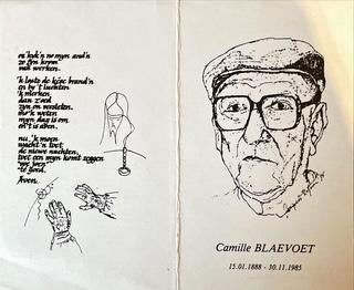 Te koop: bidprentje Camille ("Pette") BLAEVOET, Ophalen of Verzenden, Bidprentje