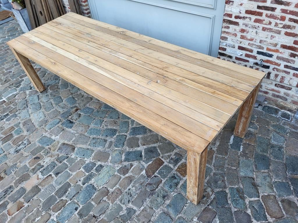 Tables de jardin en teck ENTIÈREMENT sablé.145---350€, Moins de 1 mètre, Comme neuf, Enlèvement, Moins de 3 mètres