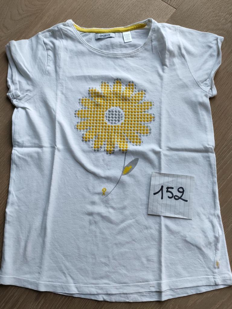 t-shirt wit met gele bloem Okaïdi mt 152, Enfants & Bébés, Vêtements enfant | Taille 152, Chemise ou À manches longues, Utilisé