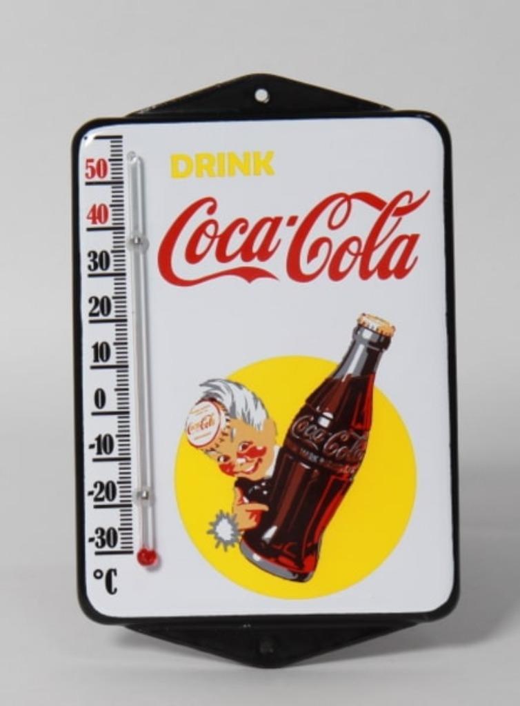 Coca cola emaillen reclame thermometer retro kado vintage, Ophalen of Verzenden, Nieuw, Gebruiksvoorwerp