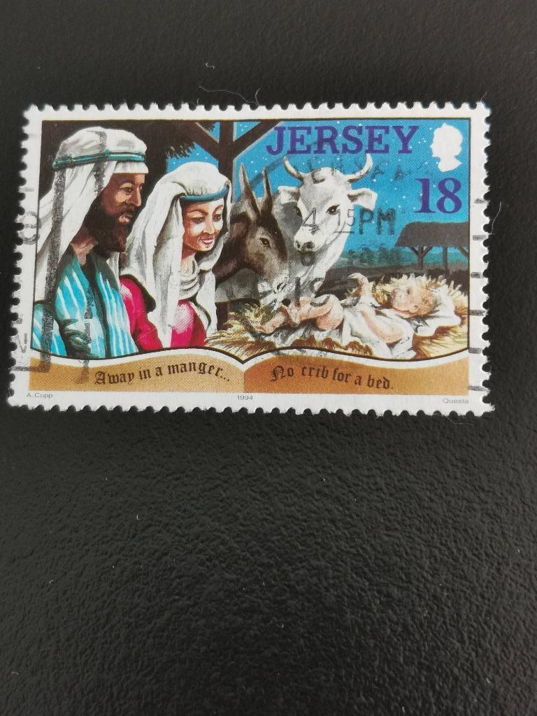 Jersey 1994 - Kerstmis  - koe, ezel, Ophalen of Verzenden, Gestempeld