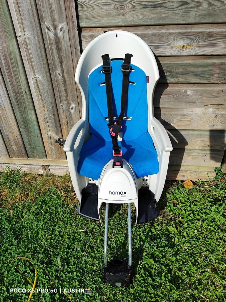 Hamax Smiley babyfietsdrager — topveiligheid en comfort!, Fietsen en Brommers, Achterzitje, Voetsteuntjes, 15 t/m 36 kg, Ophalen of Verzenden
