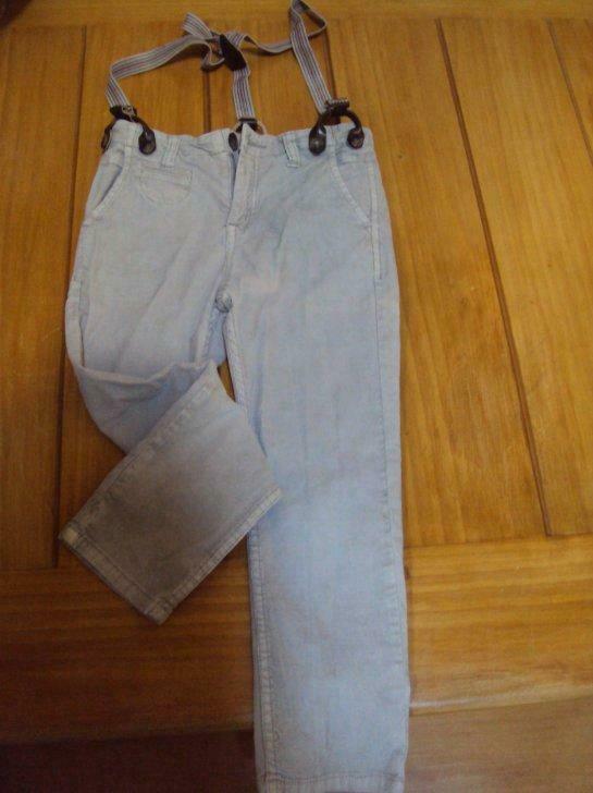 Zara, stoere ribfluwele beige broek met gestreepte bretellen, Kinderen en Baby's, Kinderkleding | Maat 110, Gebruikt, Jongen of Meisje