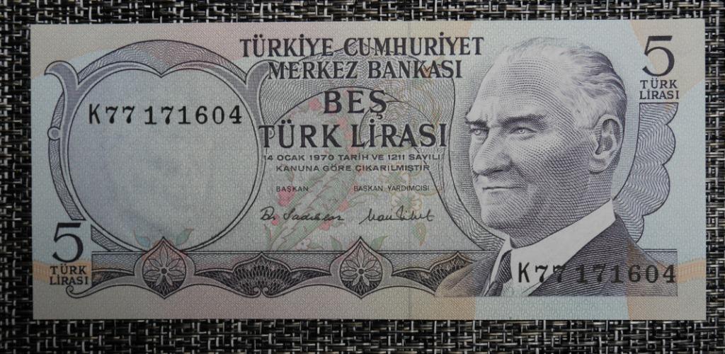 Bankbiljet 5 Lira Turkije 1976 UNC, Ophalen of Verzenden, Overige landen, Setje