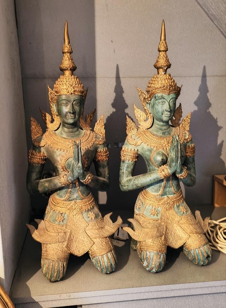 koppel Thaise tempelwachters, Antiek en Kunst, Ophalen, Brons
